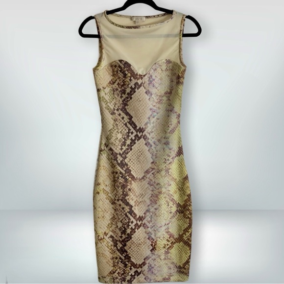 Guess Dresses & Skirts - NWoT Guess Amanda Snakeskin Fitted Dress Mesh Glam Multi Color, size S